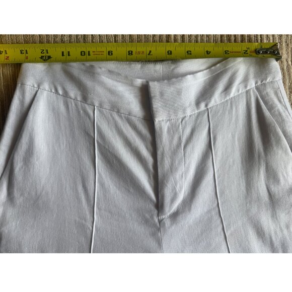 Alice + Olivia Dylan High Waisted Linen Blend Wide Leg Pants White Size 4 - Picture 9 of 9